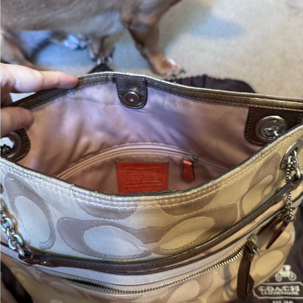 Coach Cream Shoulder Bag with Signature Design